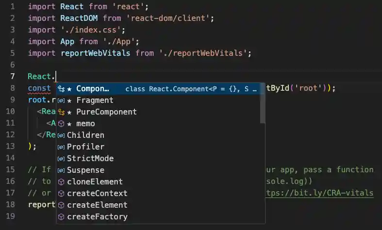 React IntelliSense
