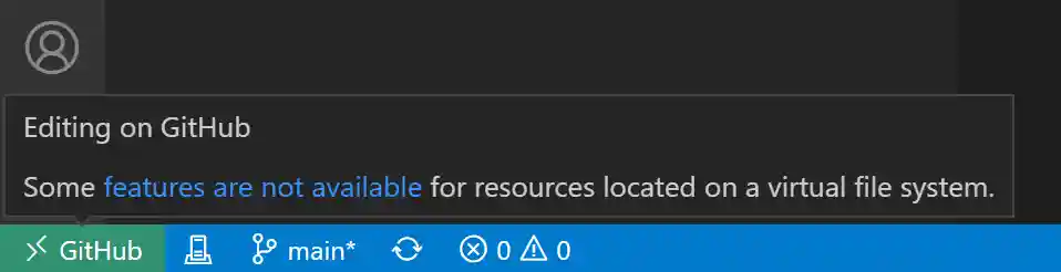 Remote indicator hover with features are not available link