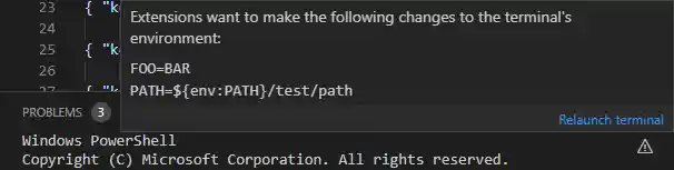 Terminal stale environment warning