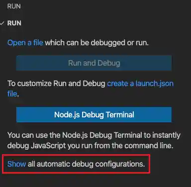 Automatic debug configs in start view
