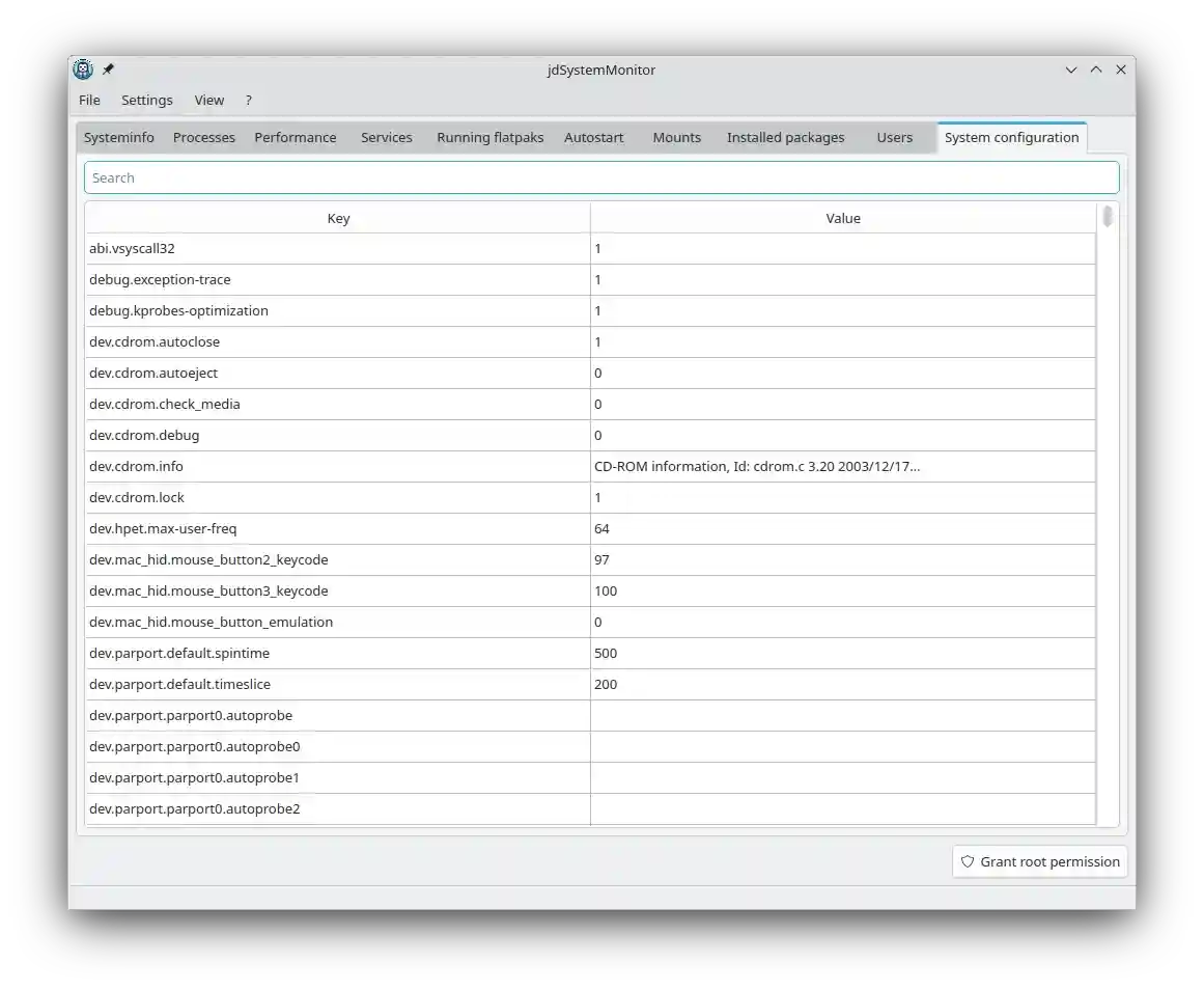 The System configuration tab