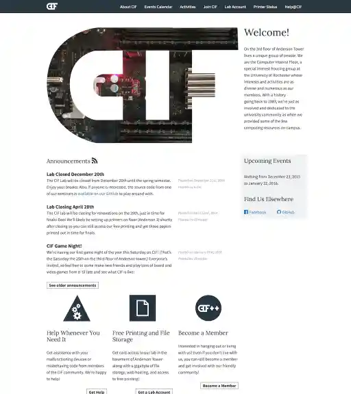 Screenshot of my CIF home page design