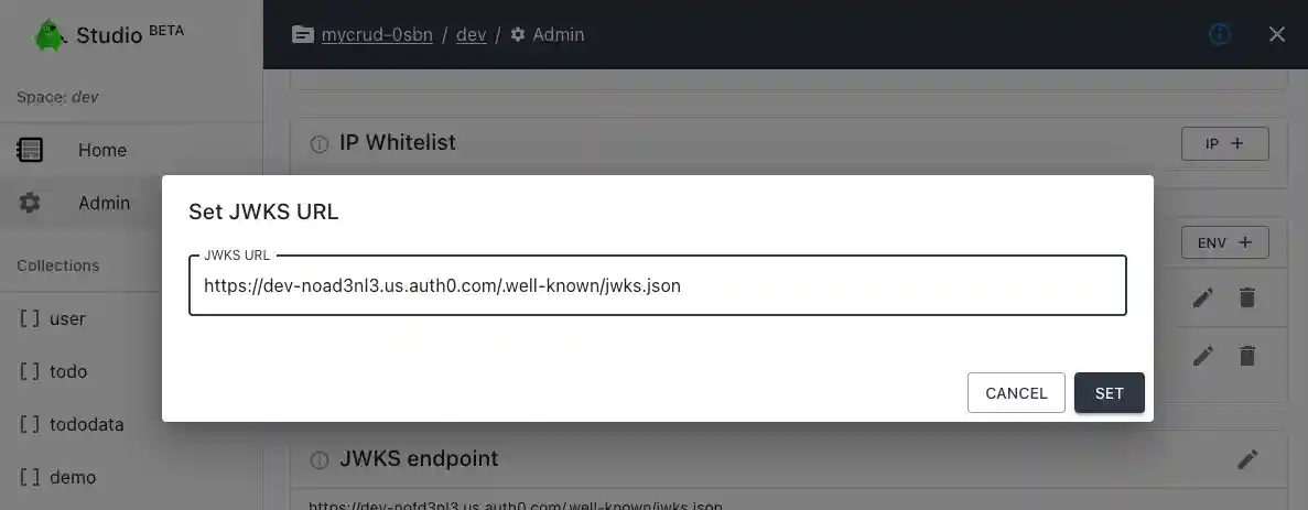 set JWKS endpoint using web