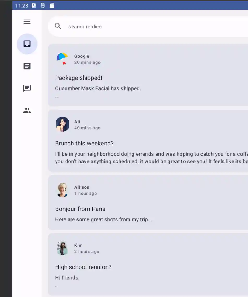 Navigation rail with items