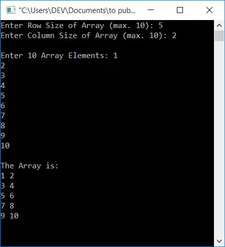 two dimensional array program in c
