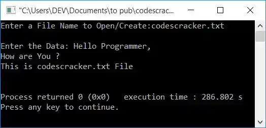 write data into file c