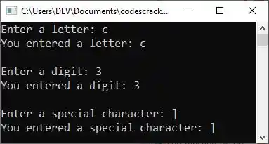 c++ character set example