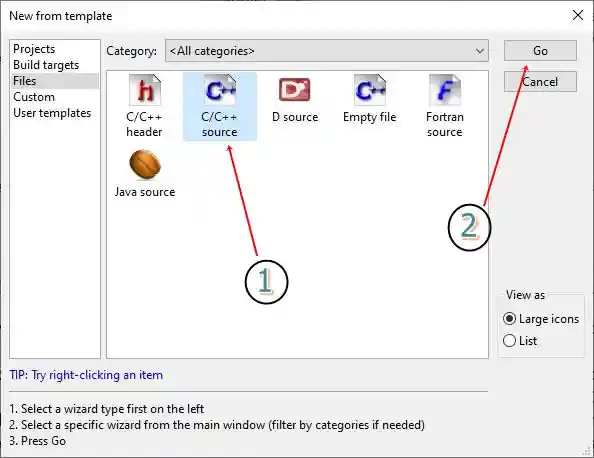 cpp course setup create a new project