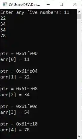 c++ pointers with array example