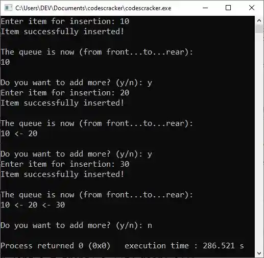 c++ queue example program