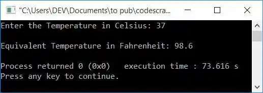 celsius to fahrenheit c++