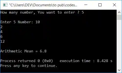 c++ find arithmetic mean