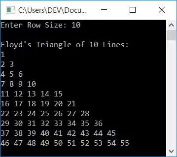 c++ print floyd triangle