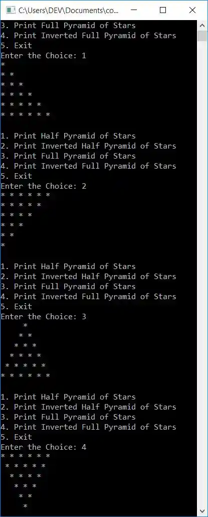 c++ print pattern of stars