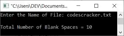 c++ program count blank spaces in file
