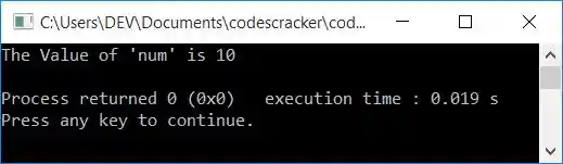 C++ program print integer