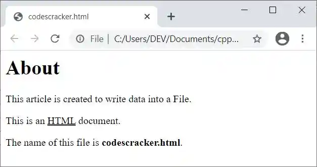 c++ write text data to file
