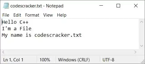 data written in file c++