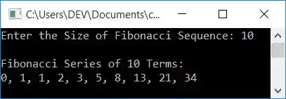 fibonacci series in c++