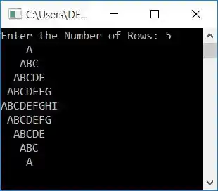 print diamond pattern of alphabets c++