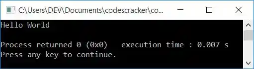 print hello world without semicolon c++