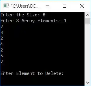 remove element from array c++