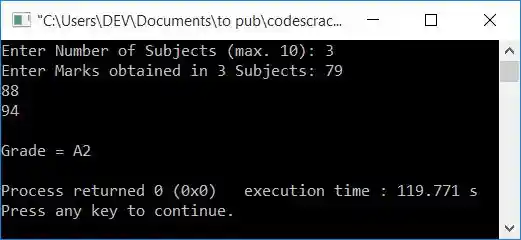 student grade program c++