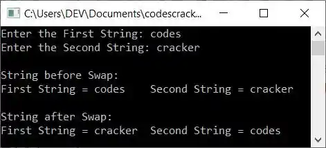 swap two strings c++