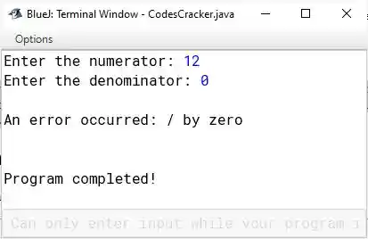 exception handling example in Java