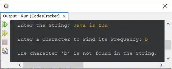 find frequency of given character in string java