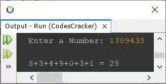 find sum of digits of number java