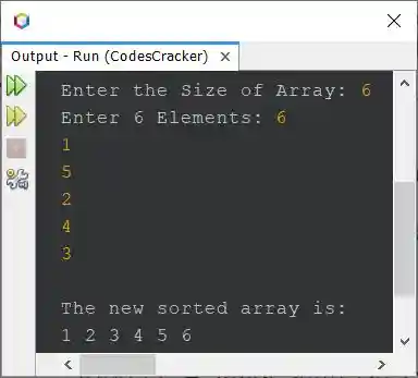 insertion sort program in Java