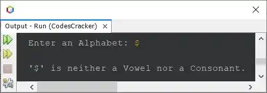java check vowel or consonant