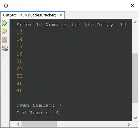 java count odd even numbers in array