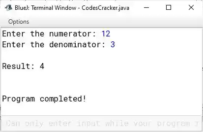 java exception handling program