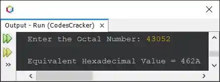 java octal to hexadecimal using function