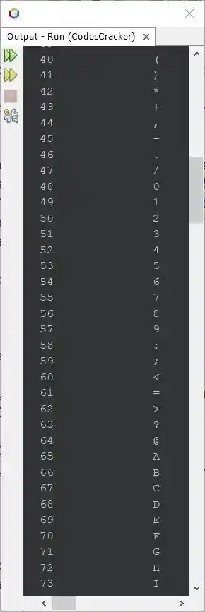 java print all ASCII characters with values