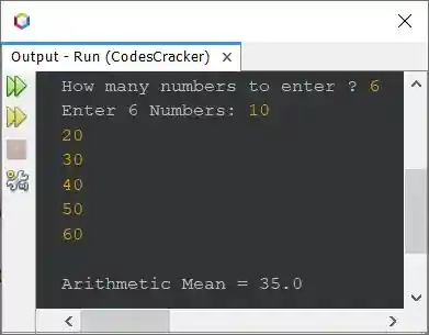 java program calculate arithmetic mean