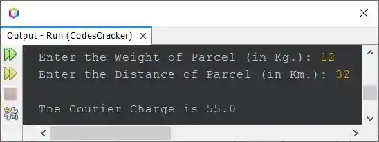 java program calculate courier charge