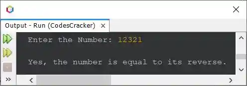java program check reverse equal original