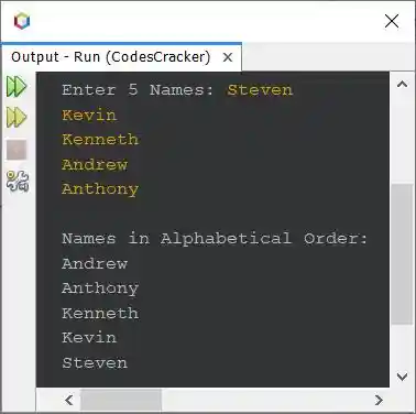 Java Program sort string
