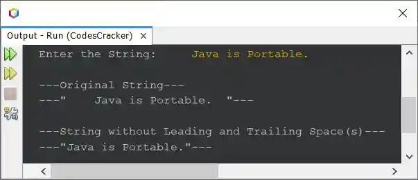 java remove leading and trailing spaces from string