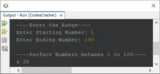 perfect number program in Java