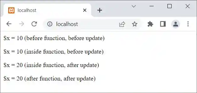 php globals array variable scope