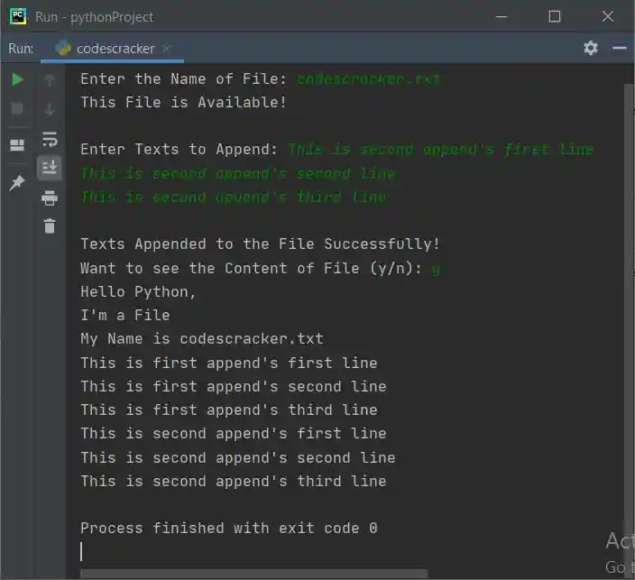 append with new line python