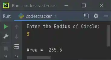area of circle python