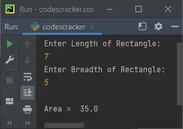 area of rectangle python