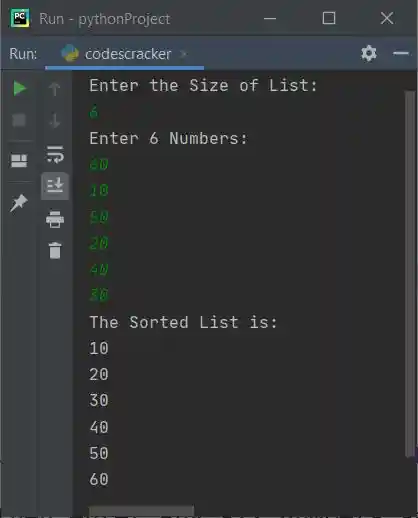 bubble sort program in python