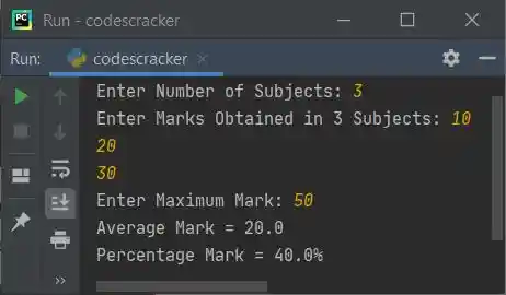 calculate average percentage mark python