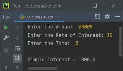 calculate simple interest using function python